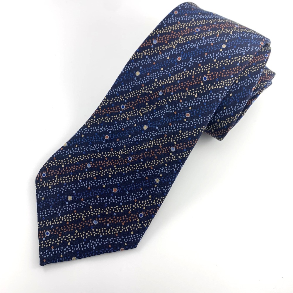 Vintage Missoni Tie Navy w‎ Multicolor Speckles 100% Silk Neckwear